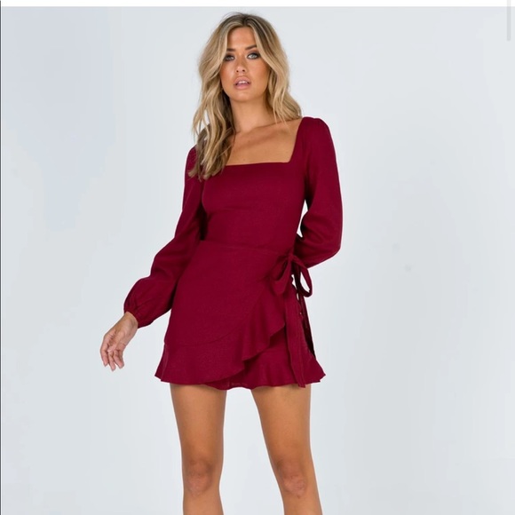 PRINCESS POLLY NEW Villa Dress in Burgundy - Picture 4 of 12